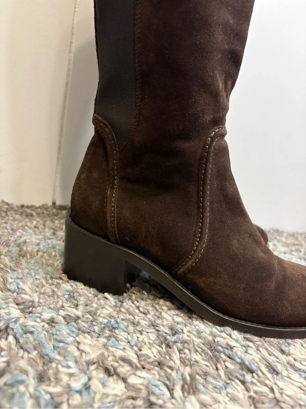 Aquatalia Boots Womens 7.5 Soft Suede Tall Riding Knee High Italy Dark Brown